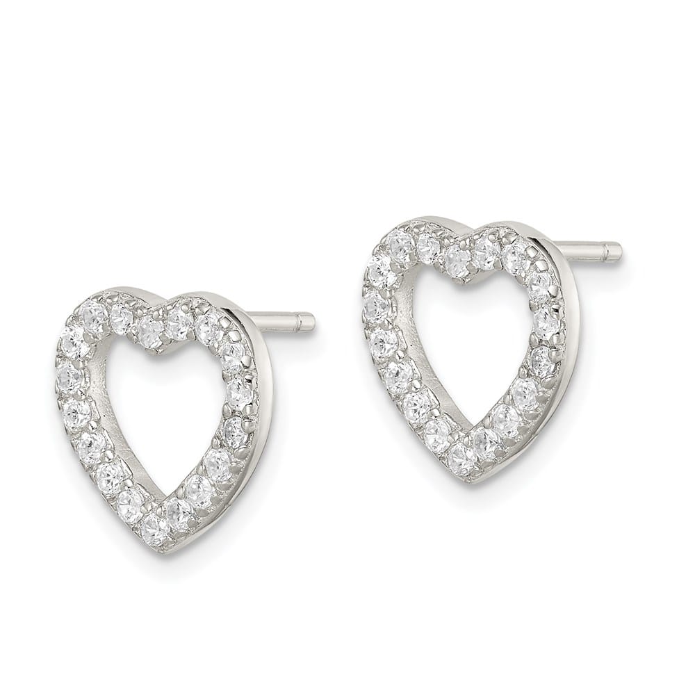 Sterling Silver CZ Open Heart Post Earrings