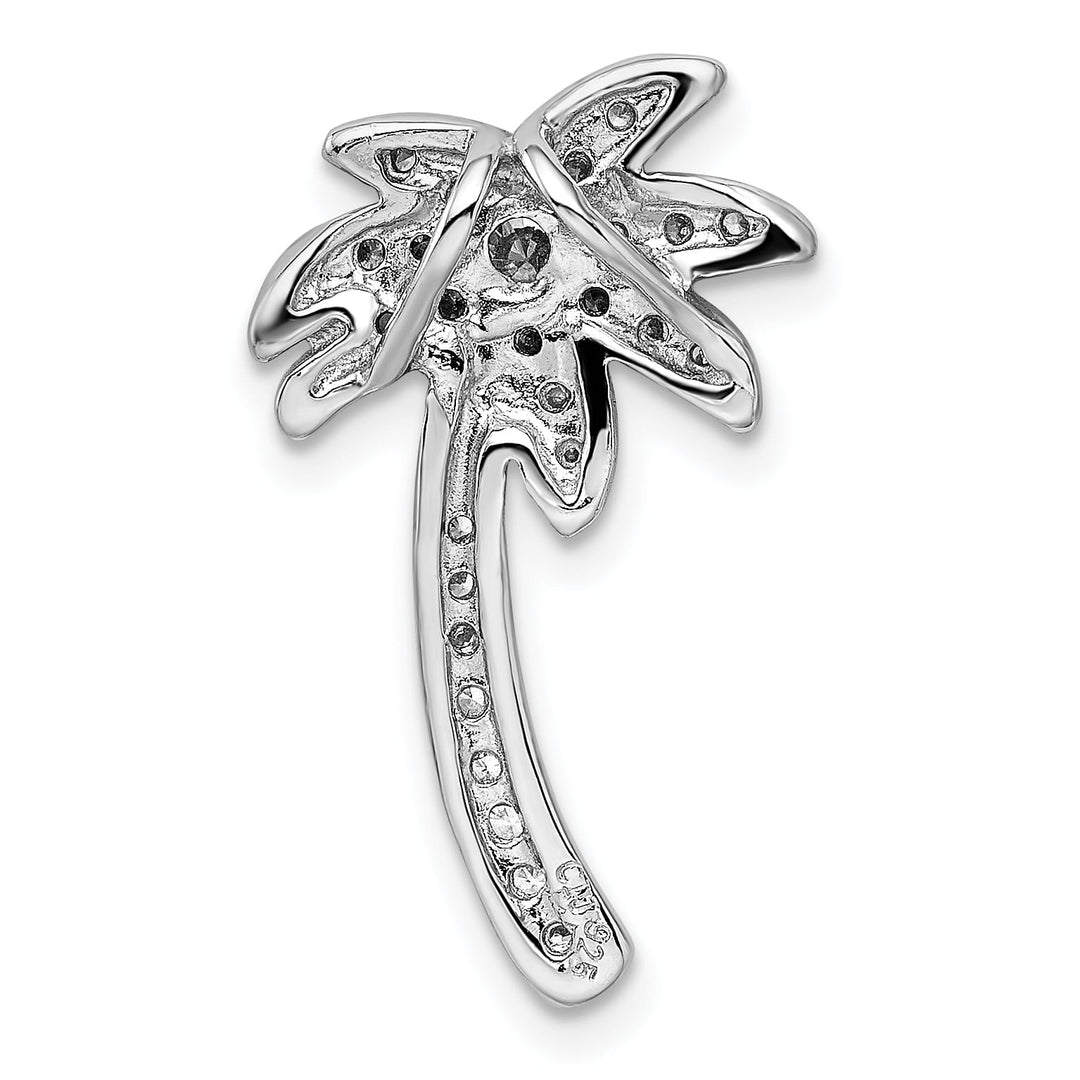 Sterling Silver CZ Palm Tree Chain Slide