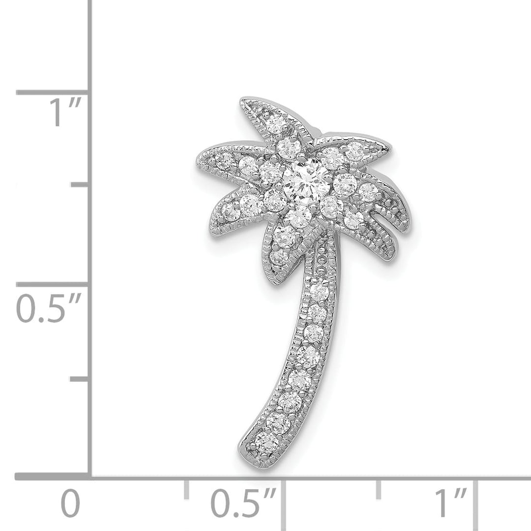 Sterling Silver CZ Palm Tree Chain Slide