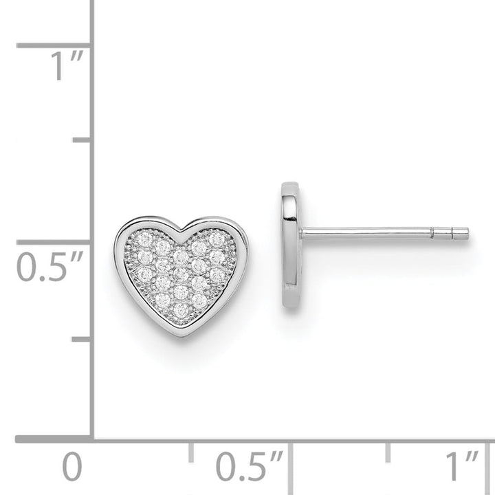 Sterling Silver CZ Pave Heart Post Earrings