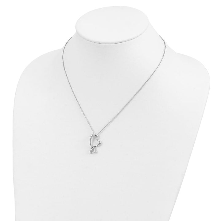 Sterling Silver CZ Protected Heart 18 inch Necklace
