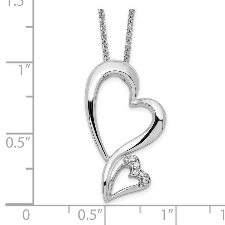 Sterling Silver CZ Protected Heart 18 inch Necklace