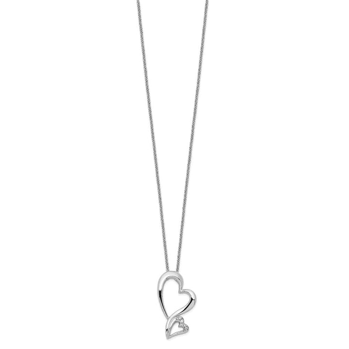 Sterling Silver CZ Protected Heart 18 inch Necklace