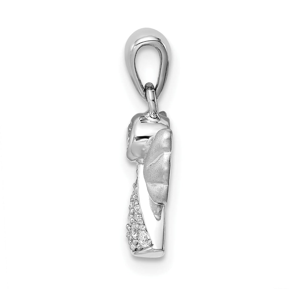 Sterling Silver CZ Satin Angel Pendant
