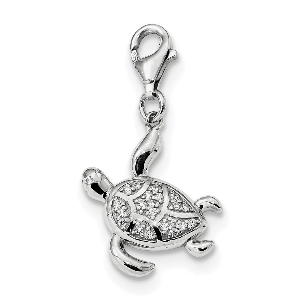 Sterling Silver CZ Sea Turtle Charm