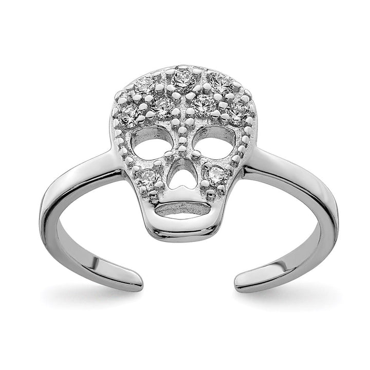 Sterling Silver CZ Skull Toe Ring
