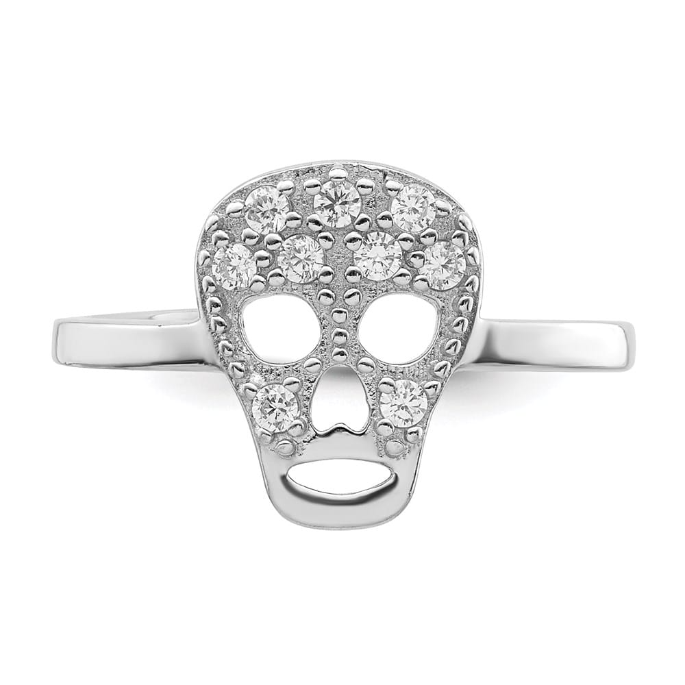 Sterling Silver CZ Skull Toe Ring