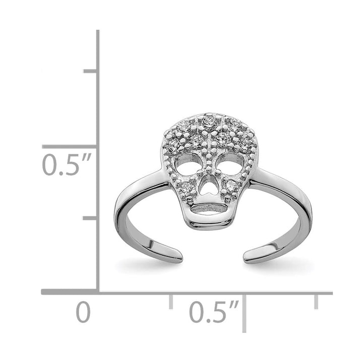 Sterling Silver CZ Skull Toe Ring