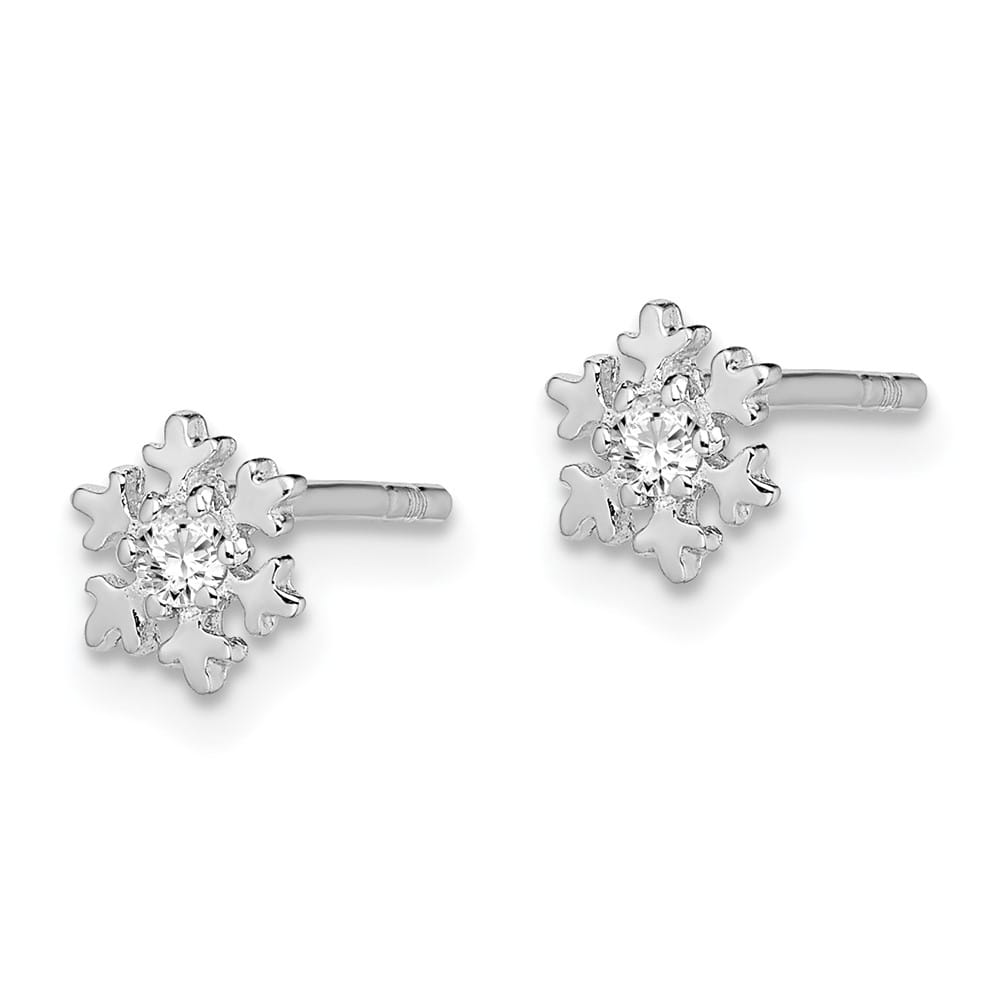 Sterling Silver CZ Snowflake Post Earrings, view 2 of 4