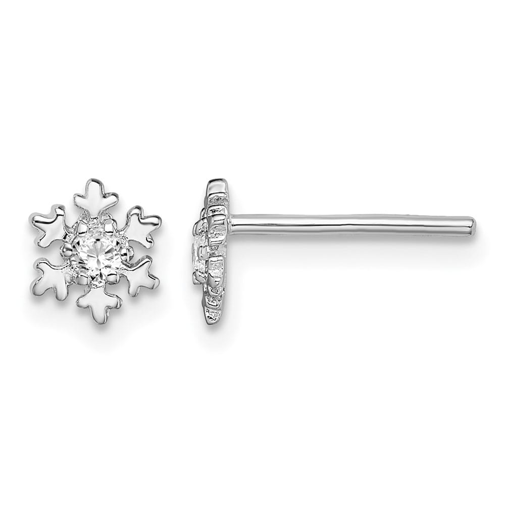 Sterling Silver CZ Snowflake Post Earrings, view 1 of 4