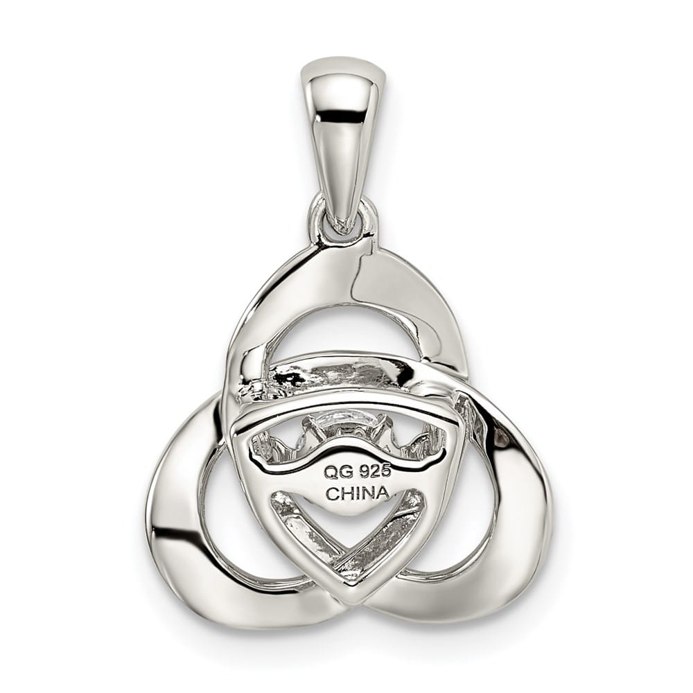 Sterling Silver CZ Swarovski Zirconia Center Stone Trinity Pendant