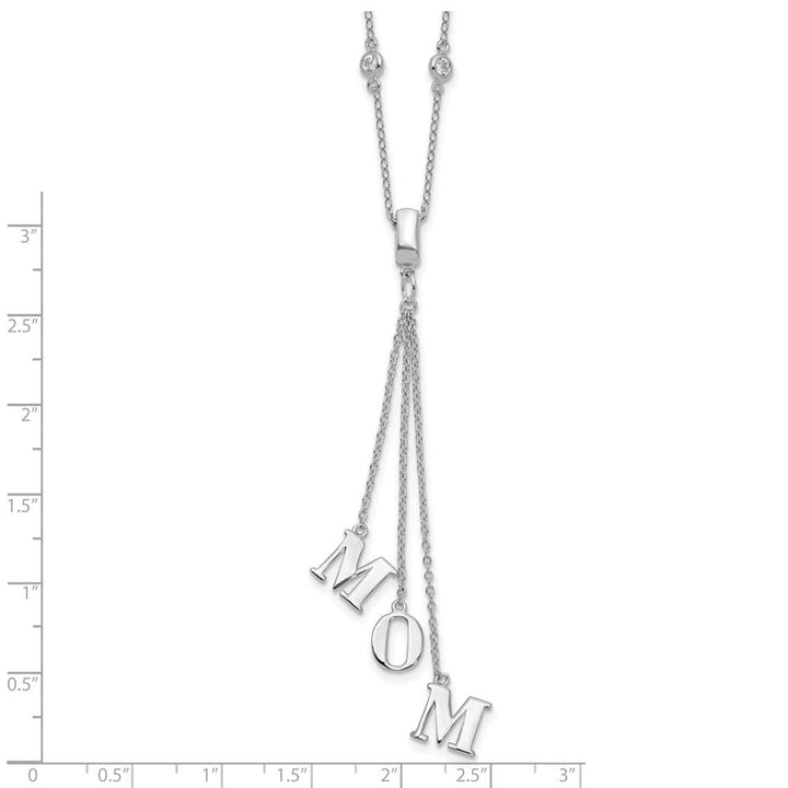 Sterling Silver CZ with 2 Inch Extension MOM Y-Necklace