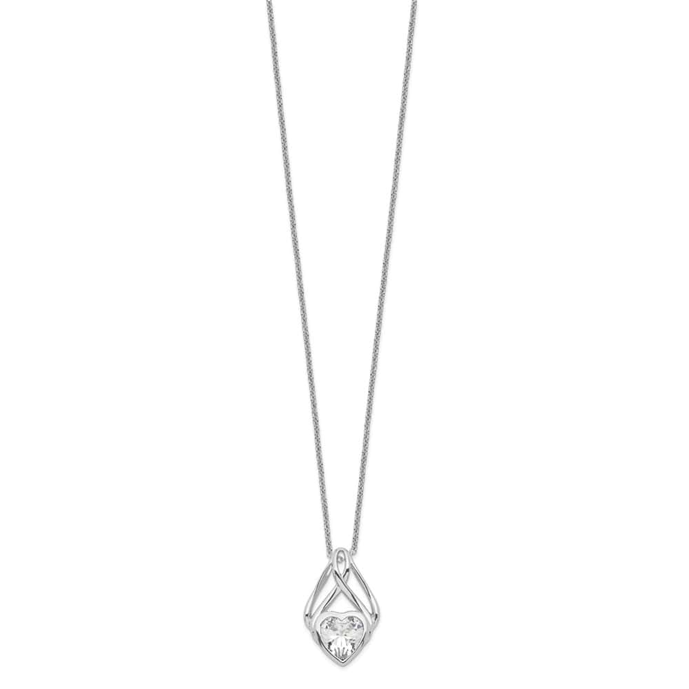 Sterling Silver CZ Wrapped Around My Heart 18 inch Necklace