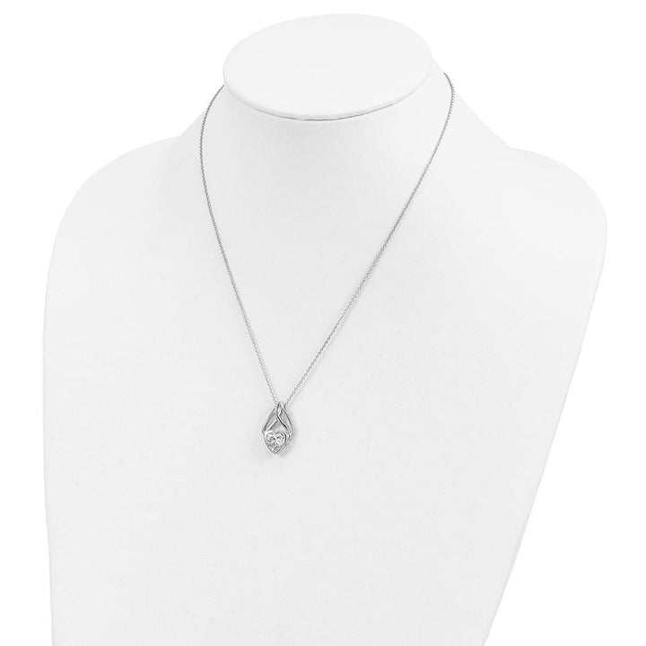 Sterling Silver CZ Wrapped Around My Heart 18 inch Necklace