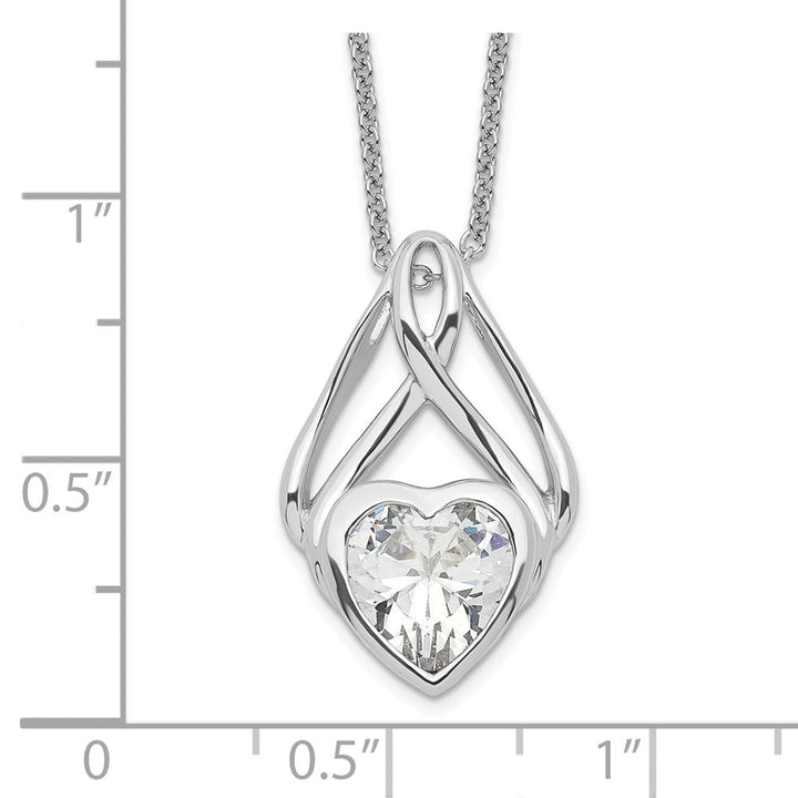 Sterling Silver CZ Wrapped Around My Heart 18 inch Necklace