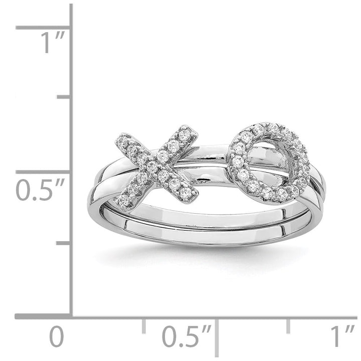 Sterling Silver CZ X & O 2-Ring Set Ladies Stock Size 7 Ring Are Refundable