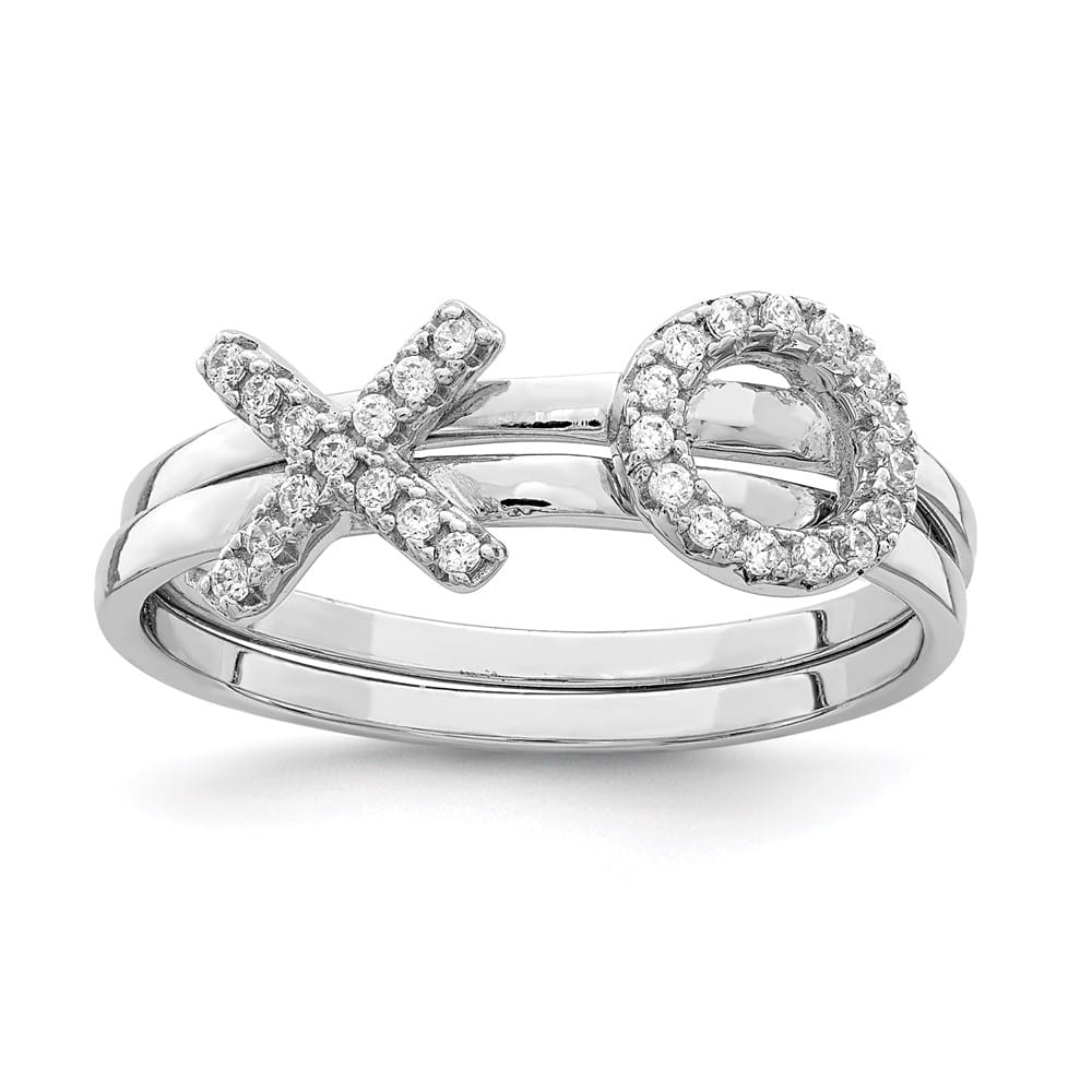 Sterling Silver CZ X & O 2-Ring Set Ladies Stock Size 7 Ring Are Refundable