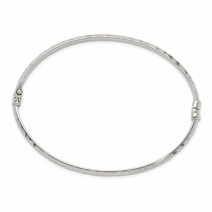 Sterling Silver D.C. 4mm Hinged Bangle and 3x25mm Hoop Earring Set