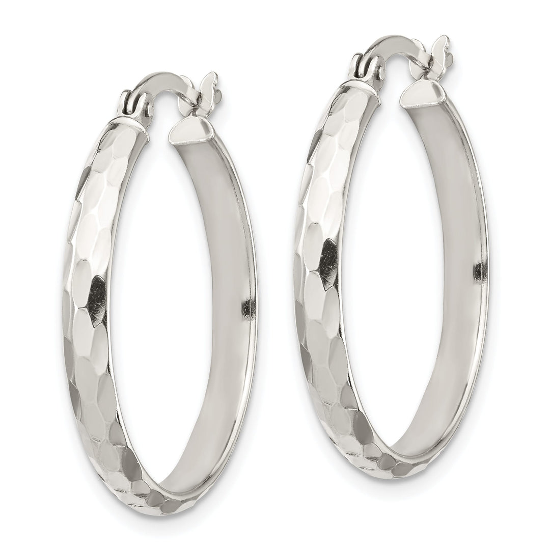 Sterling Silver D.C. 4mm Hinged Bangle and 3x25mm Hoop Earring Set