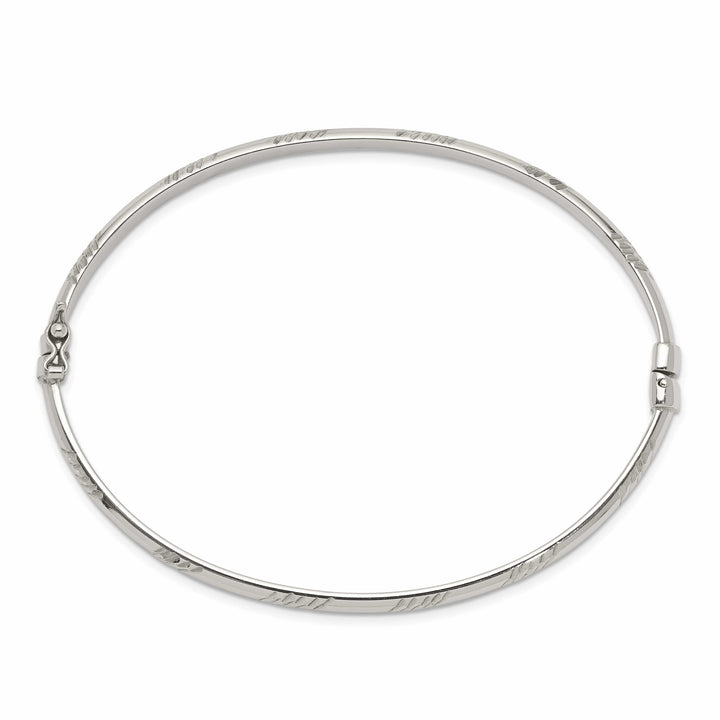 Sterling Silver D.C. 4mm Hinged Bangle and 3x25mm Hoop Earring Set