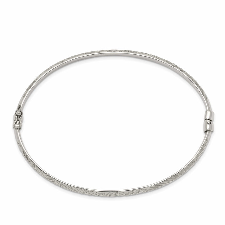 Sterling Silver D.C. 4mm Hinged Bangle and 3x25mm Hoop Earring Set