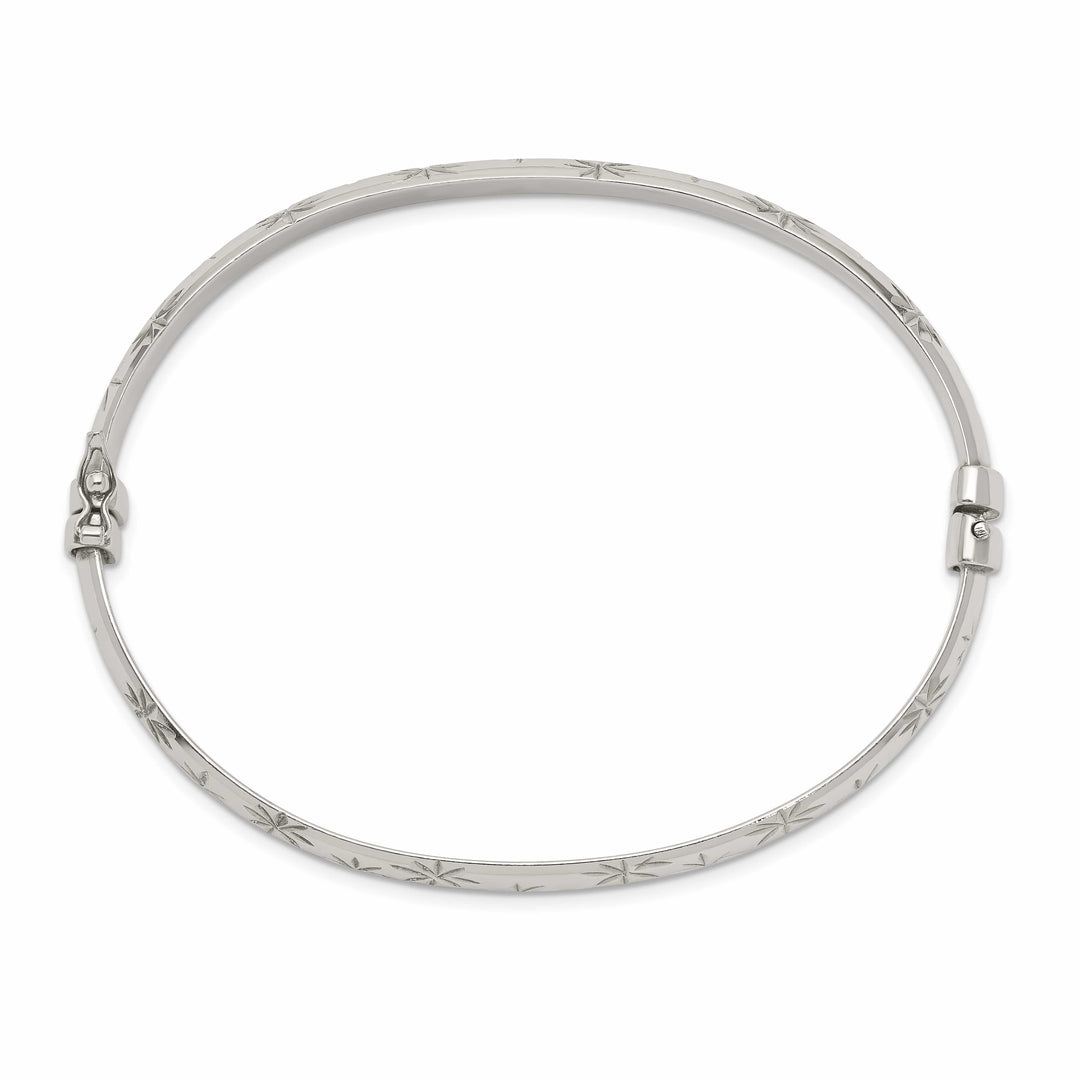 Sterling Silver D.C. 6mm Hinged Bangle and 4x25mm Hoop Earring Set
