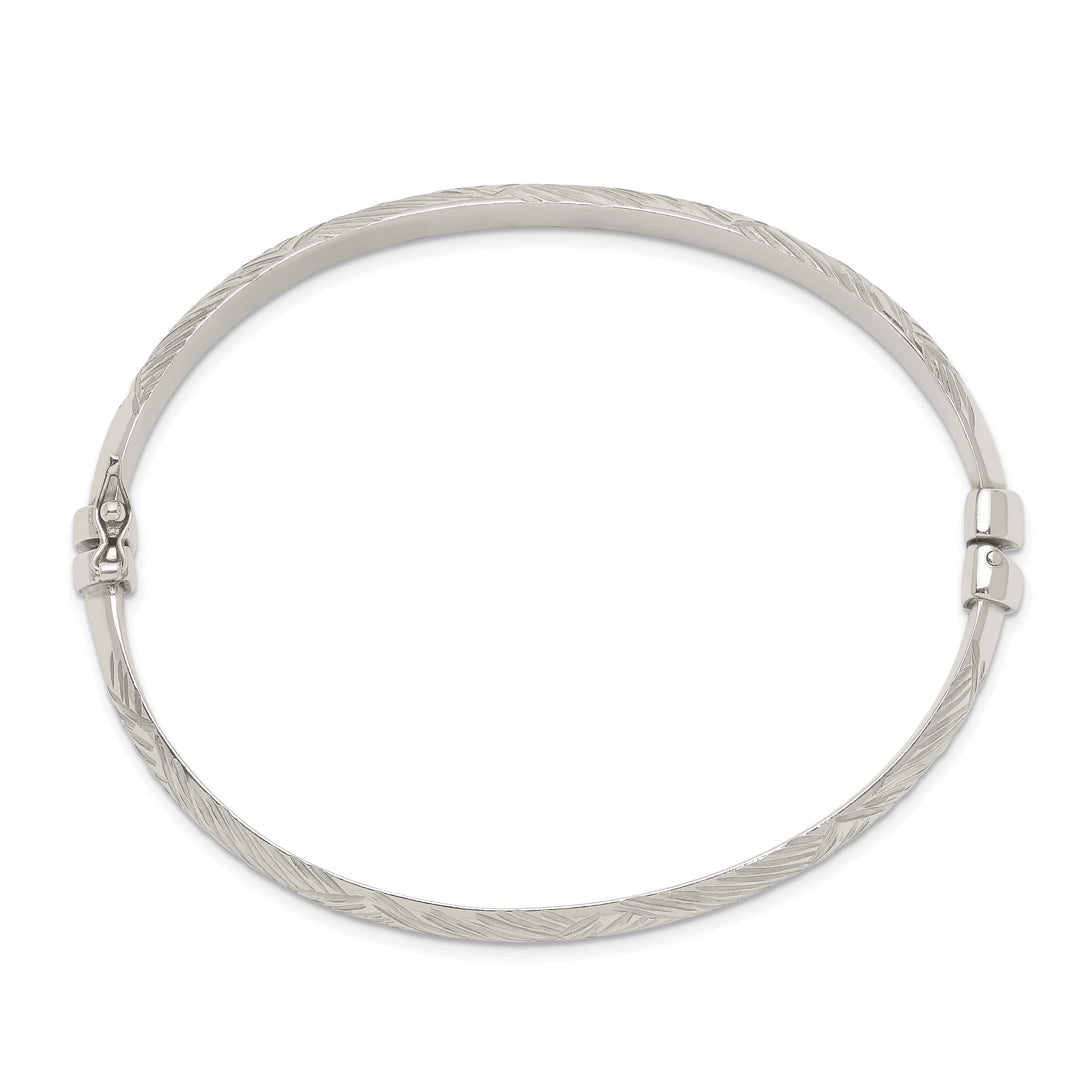 Sterling Silver D.C. 7.5mm Hinged Bangle and 5x25mm Hoop Earring Set