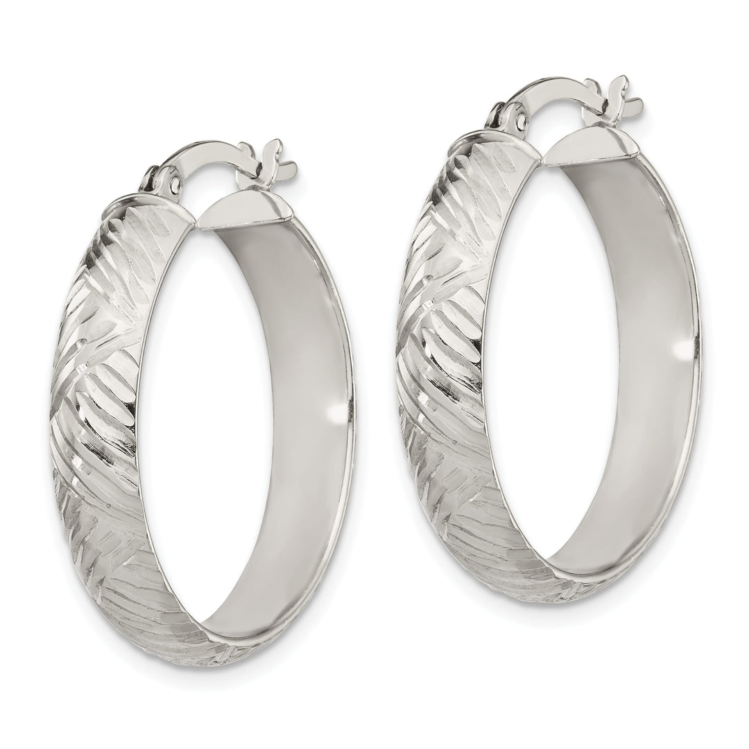 Sterling Silver D.C. 7.5mm Hinged Bangle and 5x25mm Hoop Earring Set
