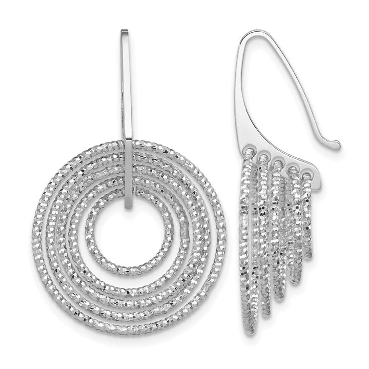 Sterling Silver D.C. Circles Dangle 31 x 20 mm Earrings, view 1 of 4