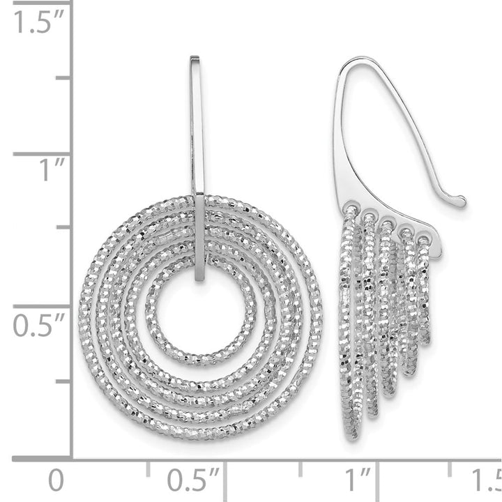 Sterling Silver D.C. Circles Dangle 31 x 20 mm Earrings, view 4 of 4
