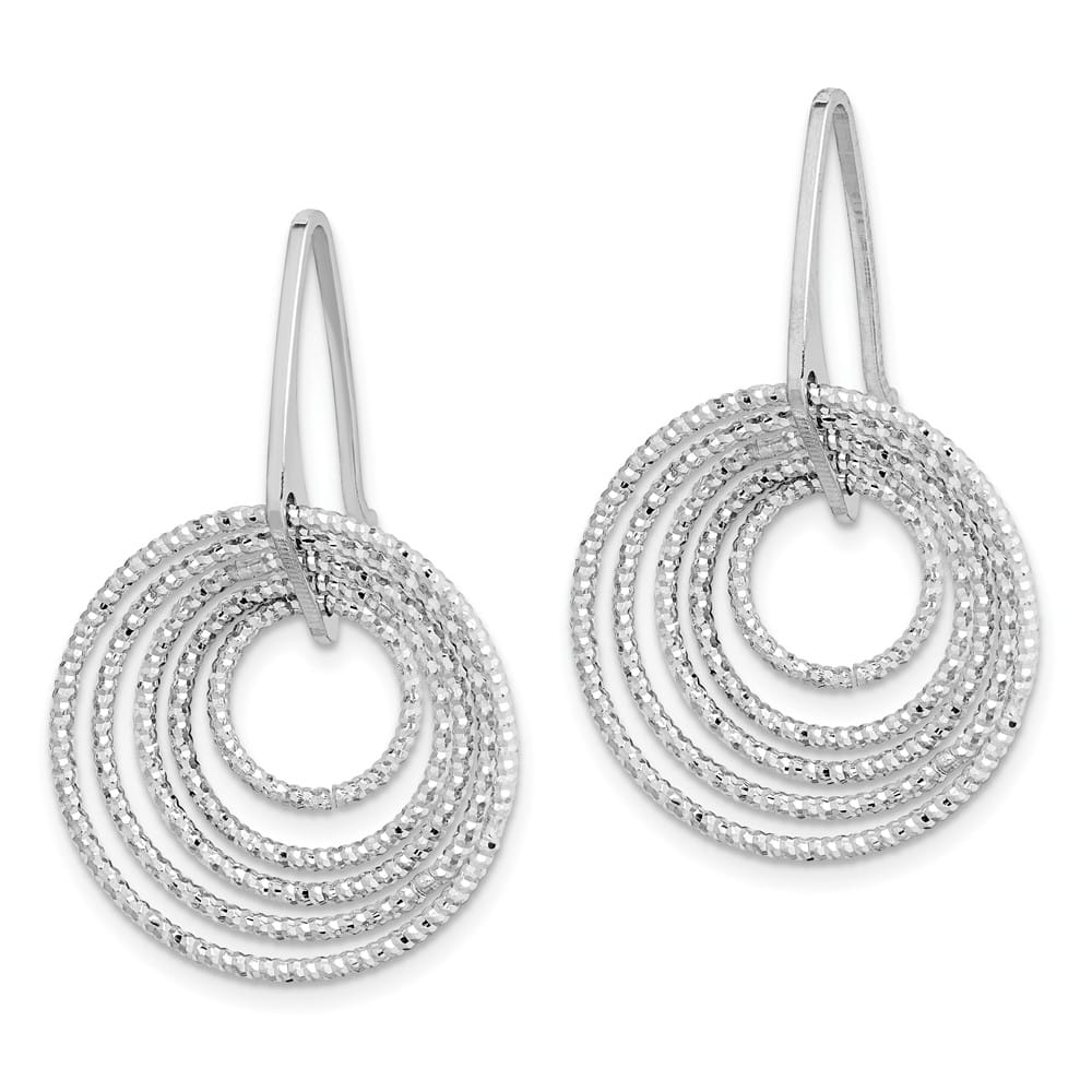 Sterling Silver D.C. Circles Dangle 31 x 20 mm Earrings, view 2 of 4