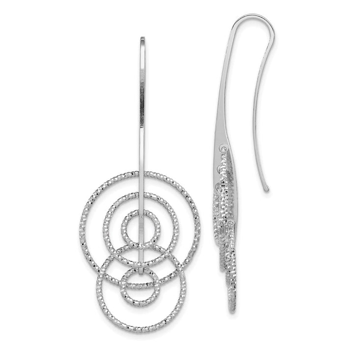 Sterling Silver D.C. Circles Dangle 50 x 20 mm Earrings, view 1 of 4