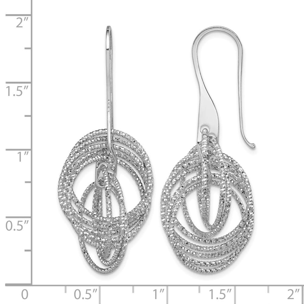 Sterling Silver D.C. Fancy Intertwined Circles Dangle Earrings, view 4 of 4