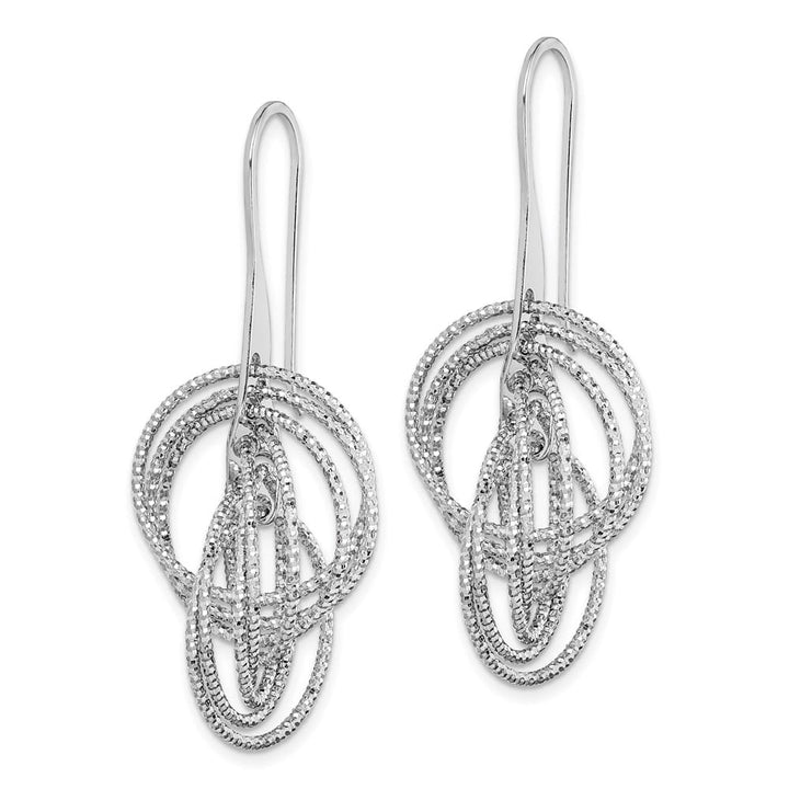 Sterling Silver D.C. Fancy Intertwined Circles Dangle Earrings, view 2 of 4