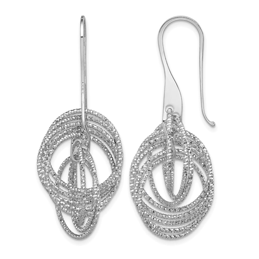 Sterling Silver D.C. Fancy Intertwined Circles Dangle Earrings, view 1 of 4
