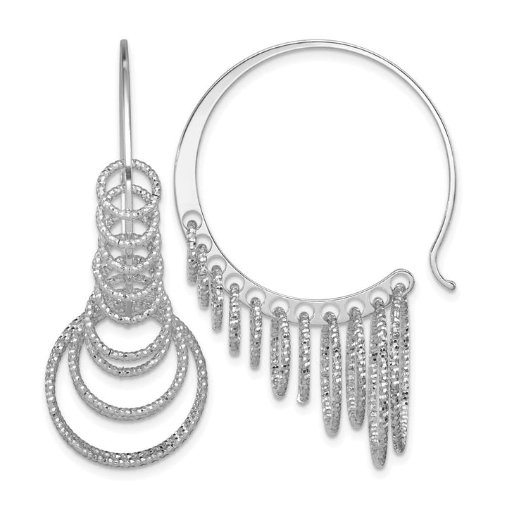 Sterling Silver D.C. Graduated Circle Dangle Hoop Earrings, view 1 of 4