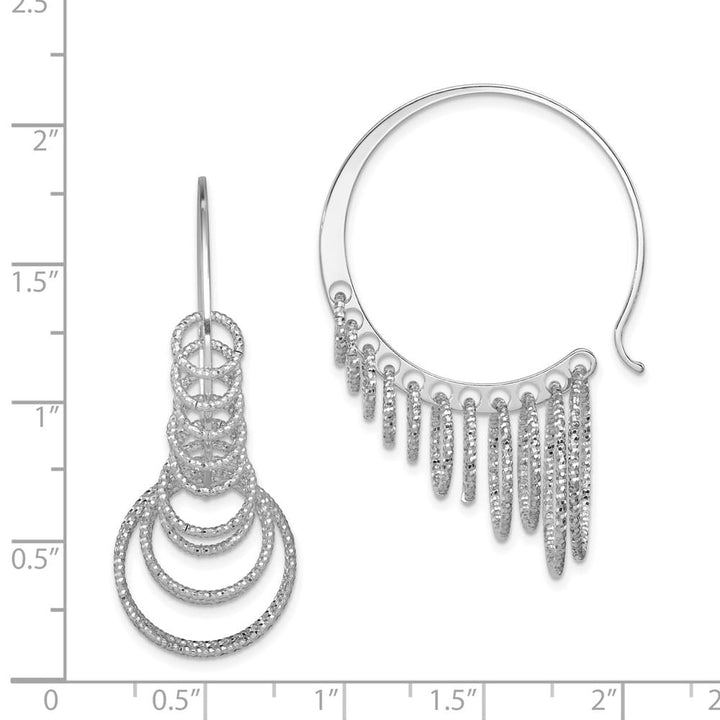 Sterling Silver D.C. Graduated Circle Dangle Hoop Earrings, view 4 of 4
