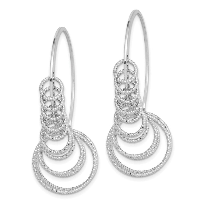 Sterling Silver D.C. Graduated Circle Dangle Hoop Earrings, view 2 of 4
