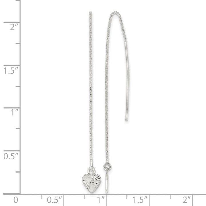 Sterling Silver D.C. Heart Dangle Threader Earrings