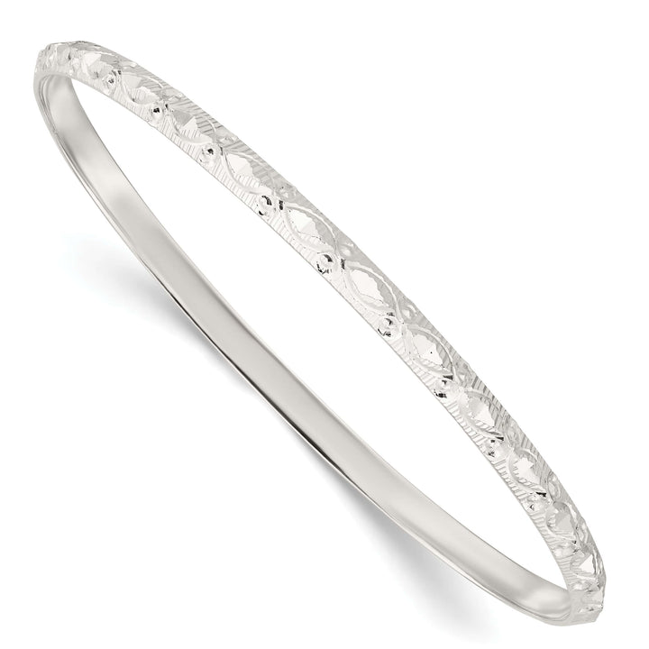 Sterling Silver D.C. Patterned 3.25mm Slip-on Bangle