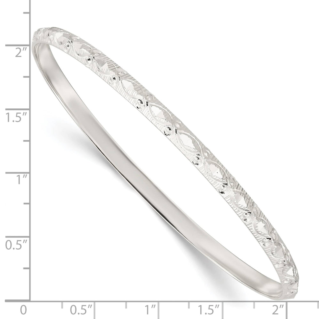 Sterling Silver D.C. Patterned 3.25mm Slip-on Bangle