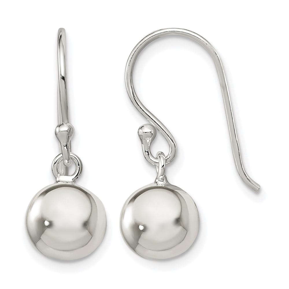 Sterling Silver Dangle Ball Shephard Hook Earrings, view 1 of 4