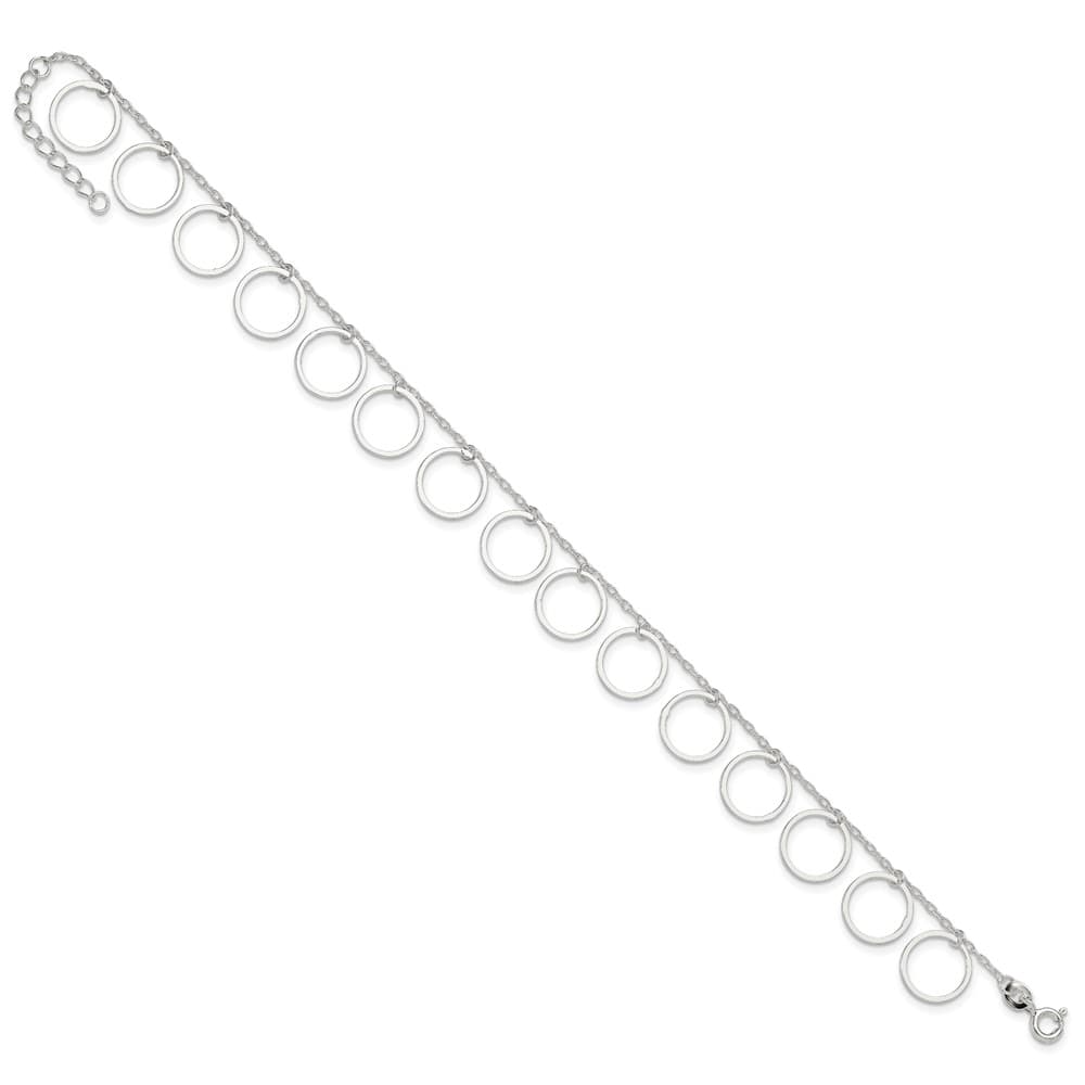 Sterling Silver Dangle Circles Anklet
