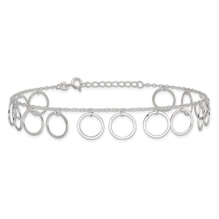 Sterling Silver Dangle Circles Anklet