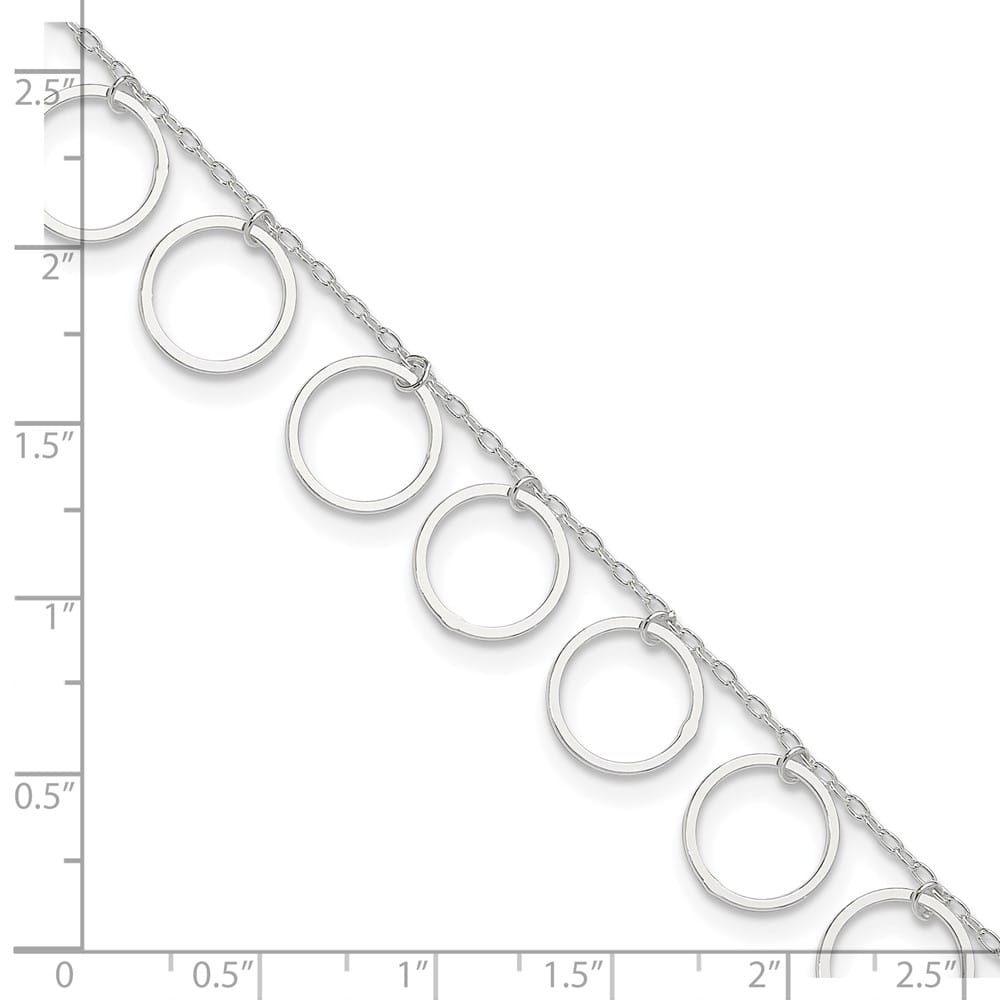 Sterling Silver Dangle Circles Anklet