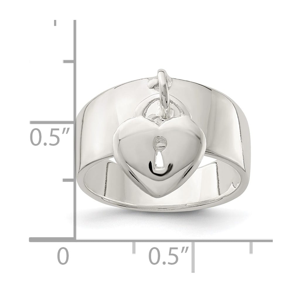 Sterling Silver Dangle Lock Ring