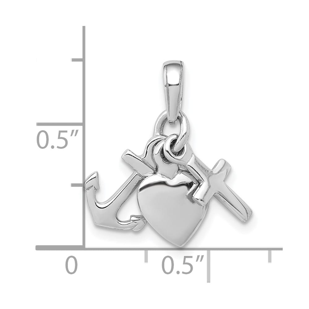 Sterling Silver De-Ani 3-D Moveable Anchor / Heart / Cross Pendant
