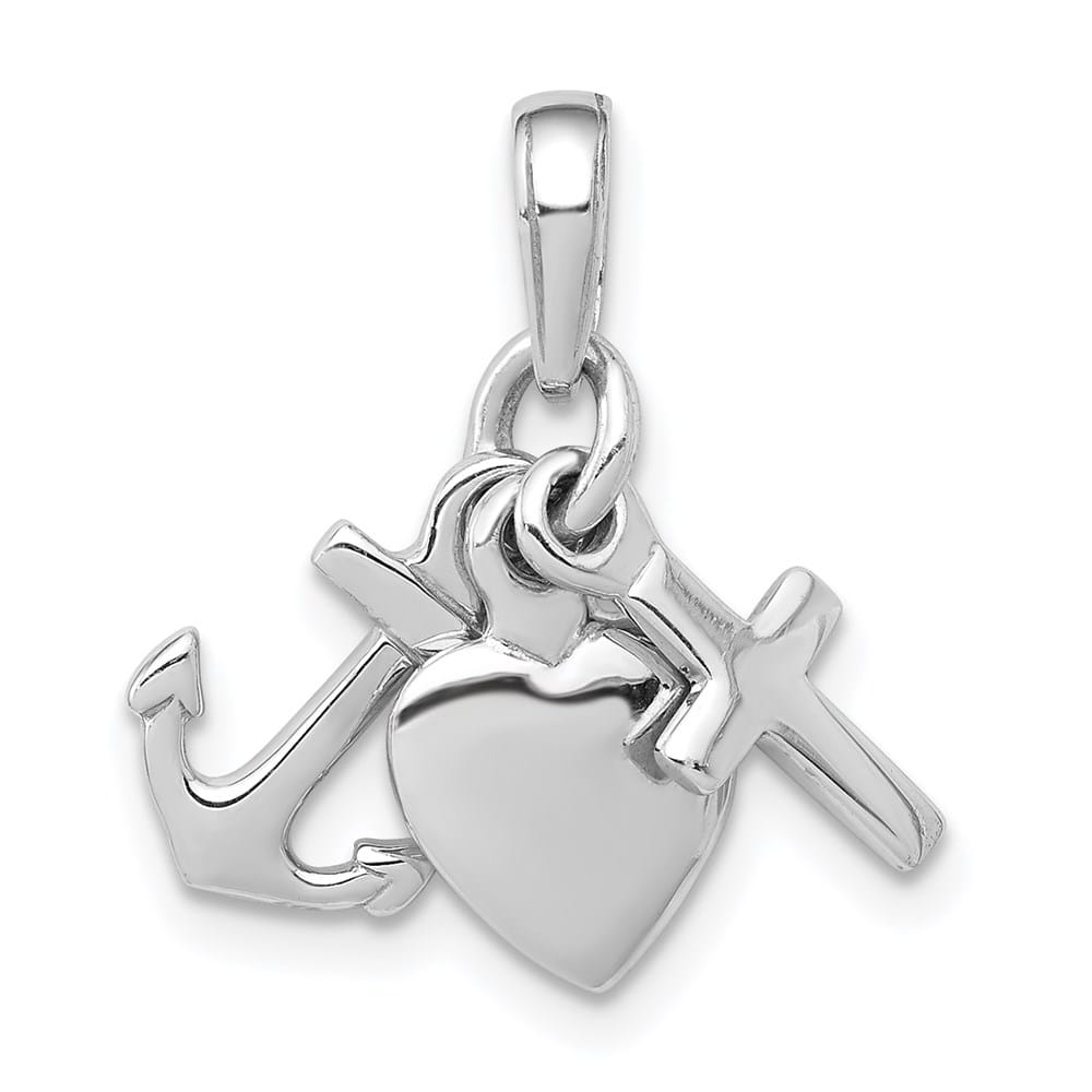 Sterling Silver De-Ani 3-D Moveable Anchor / Heart / Cross Pendant