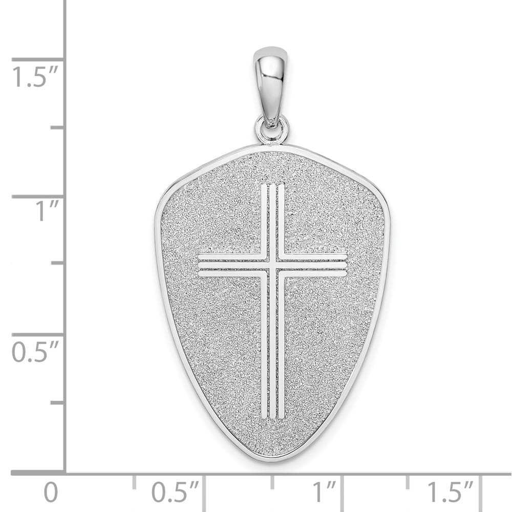 Sterling Silver De-Ani Cross Shield Joshua 1:9 Reverse Pendant