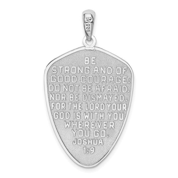 Sterling Silver De-Ani Cross Shield Joshua 1:9 Reverse Pendant